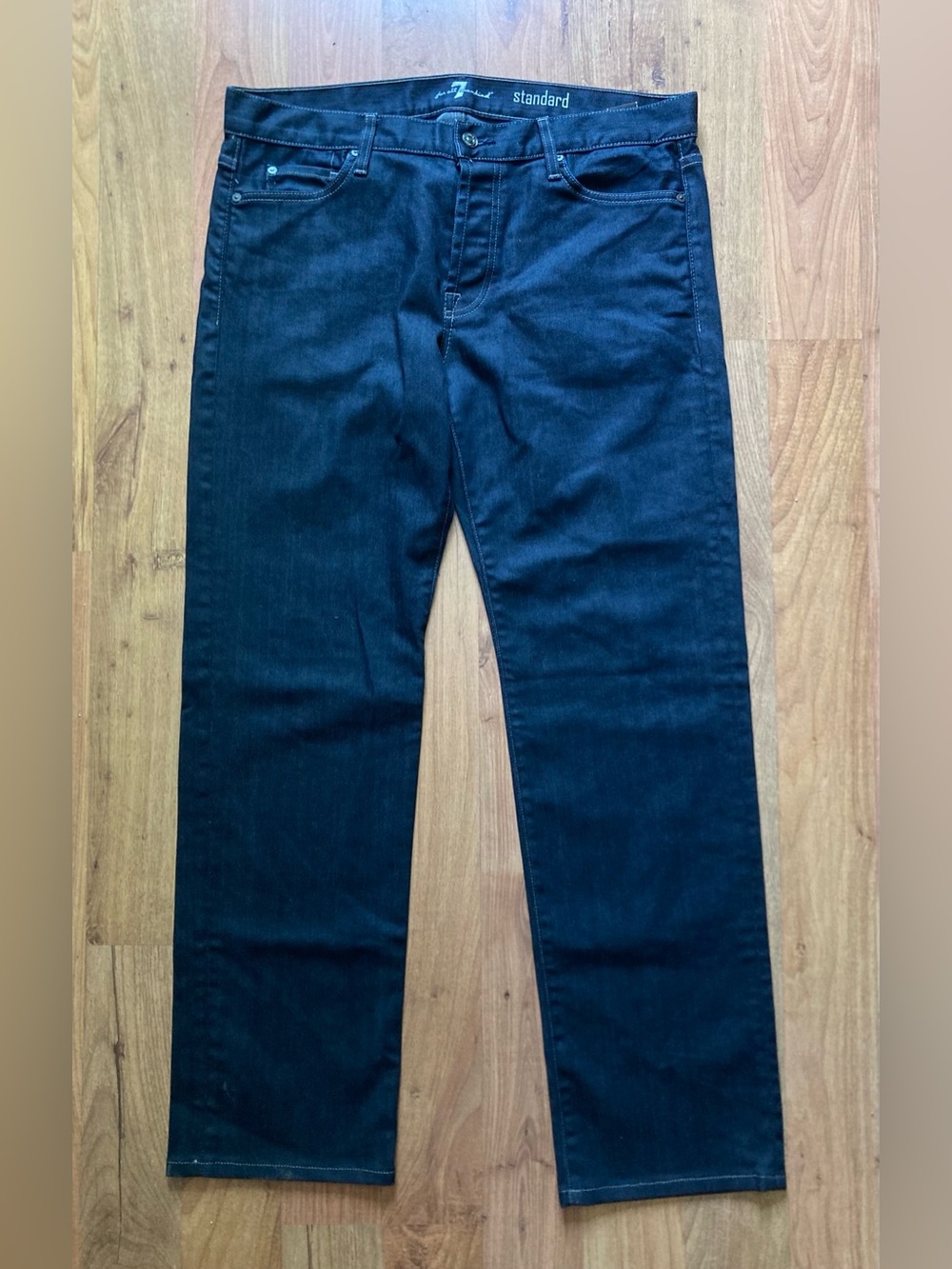 7 For All Mankind Standard Button Fly Dark Wash Blue Jeans Mens 36x32 USA Made